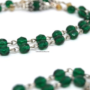 Emerald and Gold Irish Rosary | Personalized Rosary Gifts | Irish Rosary for Baby's Baptism | Irish Wedding Gifts | Celtic Rosary Beads | Custom Rosary Beads for Men and Women