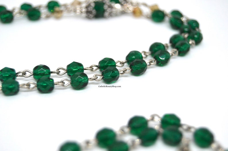 Emerald and Gold Irish Rosary | Personalized Rosary Gifts | Irish Rosary for Baby's Baptism | Irish Wedding Gifts | Celtic Rosary Beads | Custom Rosary Beads for Men and Women