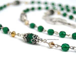 Emerald and Gold Irish Rosary | Personalized Rosary Gifts | Irish Rosary for Baby's Baptism | Irish Wedding Gifts | Celtic Rosary Beads | Custom Rosary Beads for Men and Women
