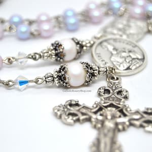 Saint Gerard Rosary in Pink and Blue Pearls | Pregnancy and Fertility Personalized Rosary | Mother&#39;s Rosary | St. Gerard Gifts