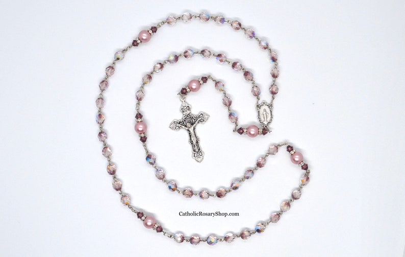 Amethyst & Dusty Rose Genuine Crystal Catholic Rosary Rosary Etsy