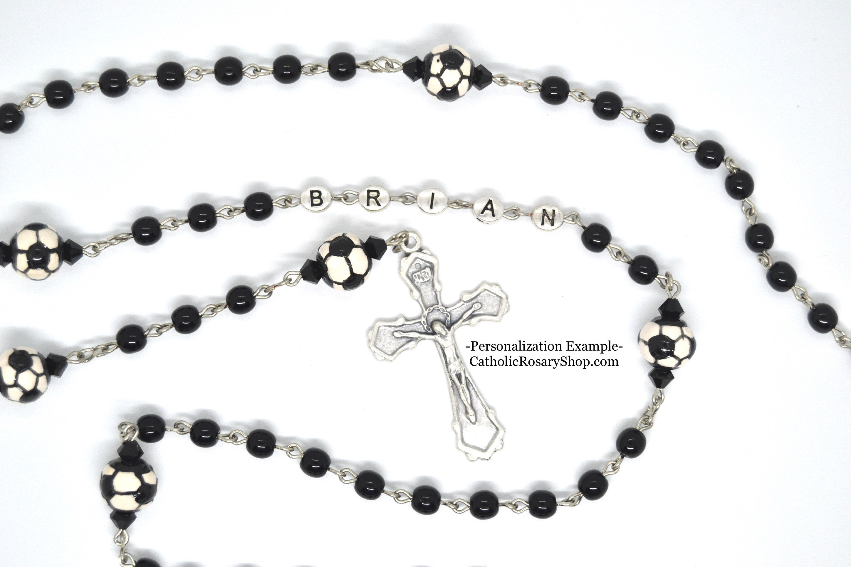 Soccer Ball Glass Bead Rosary Personalized Sports Rosary for Etsy