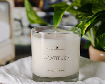 Gratitude Soy Candle, Mindfulness Gift, Cranberry Pine Scent, Gratitude Gift, Self Care Candle, Glass Jar, Thank You Gift, Fall Scent