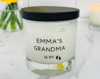 Cute New Grandma Gift, Personalized Soy Candle, Custom Gift for Grandmother, Mother's Day Gift, Self Care Gift Set, Hand Poured Candle