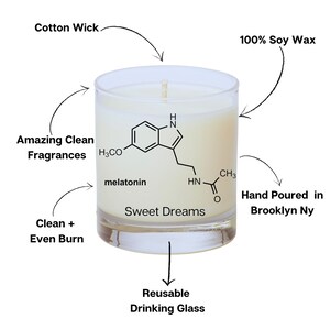 Melatonin Molecule, White Tea Soy Candle, Sweet Dreams, Essential Oil, Unique Candle, Aromatherapy Gift, Chemistry Gift, MOL image 2