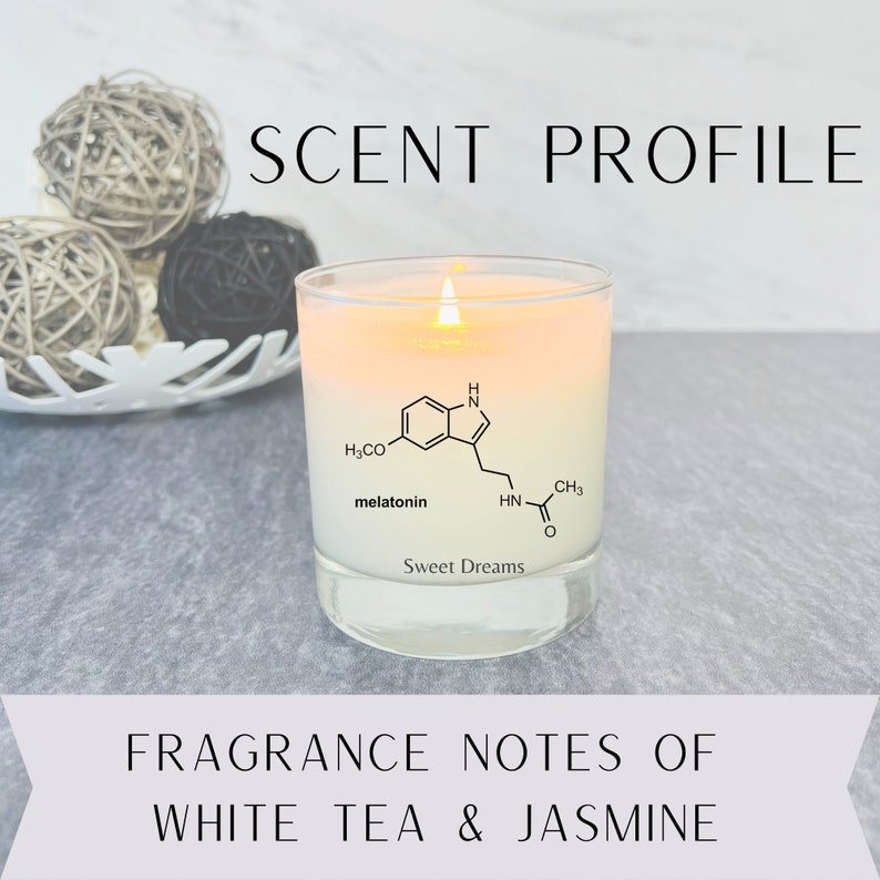 Melatonin Molecule, White Tea Soy Candle, Sweet Dreams, Essential Oil, Unique Candle, Aromatherapy Gift, Chemistry Gift, MOL image 6