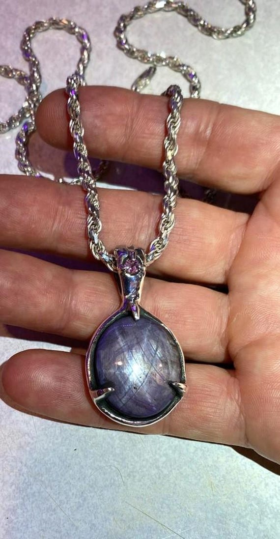 Large Star Sapphire Pendant-25mm Star Sapphire is not a synthetic
