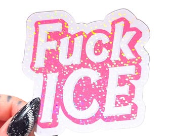 Pink Fuck ICE Sticker, Fuck Border Control, Anti Trump, Leftist, Protest Sticker, Pro Immigration Sticker, Barbie Pink, No Human is Illegal
