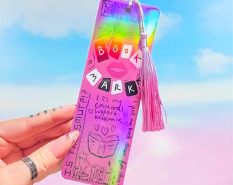 Burn Book Holographic Bookmark, Mean Girls Inspired Y2K Bookmark with Tassel Option, Double Sided Pink Bookmark, Funny Book Lover Gift