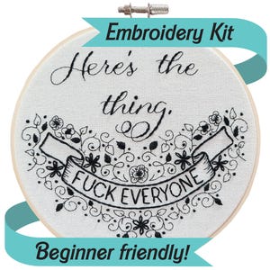 Hand Embroidery Sampler Kit for Beginners, My Favorite Murder DIY Embroidery Kit, Needle Point Do it Yourself kit for beginners