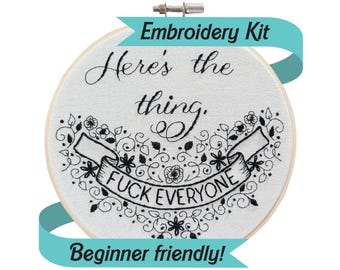 Samplerpakket handborduurwerk voor beginners, My Favorite Murder DIY-borduurpakket, Needle Point-doe-het-zelf-kit voor beginners