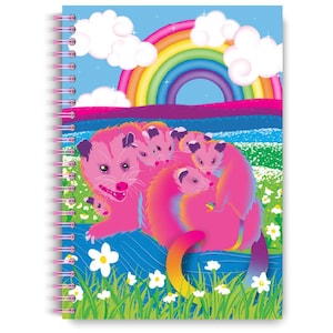 Rainbow Possum Family Lined Notebook, Back to School, 90s Stationery, 90s Y2k Nostalgic Journal for Millennials, B5 Notepad