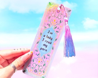 I'm a Lady Fairytale Holographic Bookmark, Spicy Romance Reader Gift, Cheeky Smut Reader Bookmark with Tassel Option, Handmade Not AI