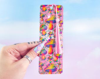 Holographic Mushroom Bookmark: Rainbow Cottagecore Reader Gift