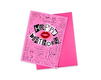 Mean Girls Birthday Card: Sassy Pink Pop Culture Card