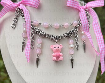 Uroczy, hardcore'owy naszyjnik z kolczugi - dziewczęcy naszyjnik z kolczugi