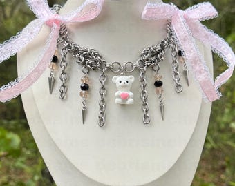 Uroczy, hardcore'owy naszyjnik z kolczugi - dziewczęcy naszyjnik z kolczugi