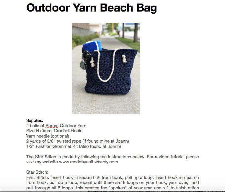 Outdoor Yarn Beach Bag Etsy