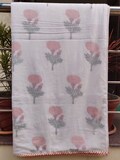 Handmade Pink Floral Organic Cotton Quilt: Queen Size Dohar