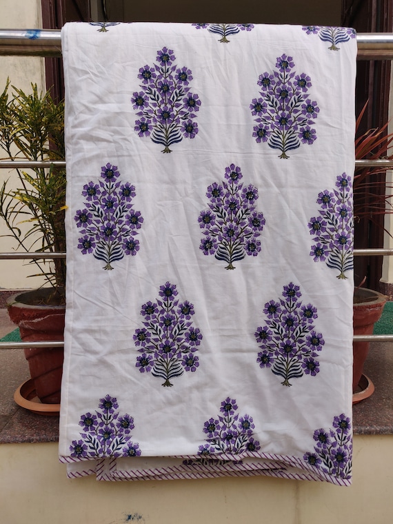 Handmade hand Block Print Dohar Queen size Ac Quilt , falalin Summer Quilt
