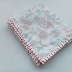 hand block print dohar pure cotton 3 layer blanket, indian kantha bedding blanket Soft cotton Rajai