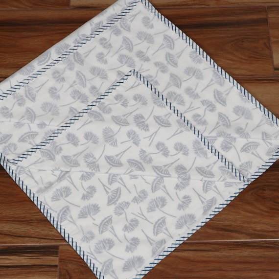 Handmade Indian Cotton Quilt, Floral Print Dohar, Queen Size