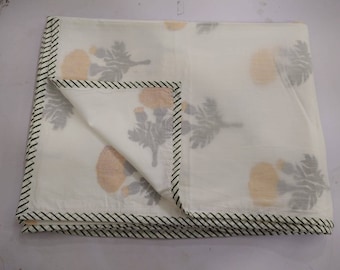 Floral Print Cotton Dohar AC Quilt: Jaipuri Hand Printed Queen Size