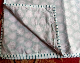 Handmade Jaipuri Queen Cotton Dohar: Green Line AC Quilt