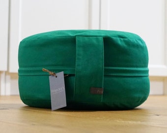 Cuscino yoga cuscino da meditazione yoga cotone biologico imbottitura in pula di farro vegano verde