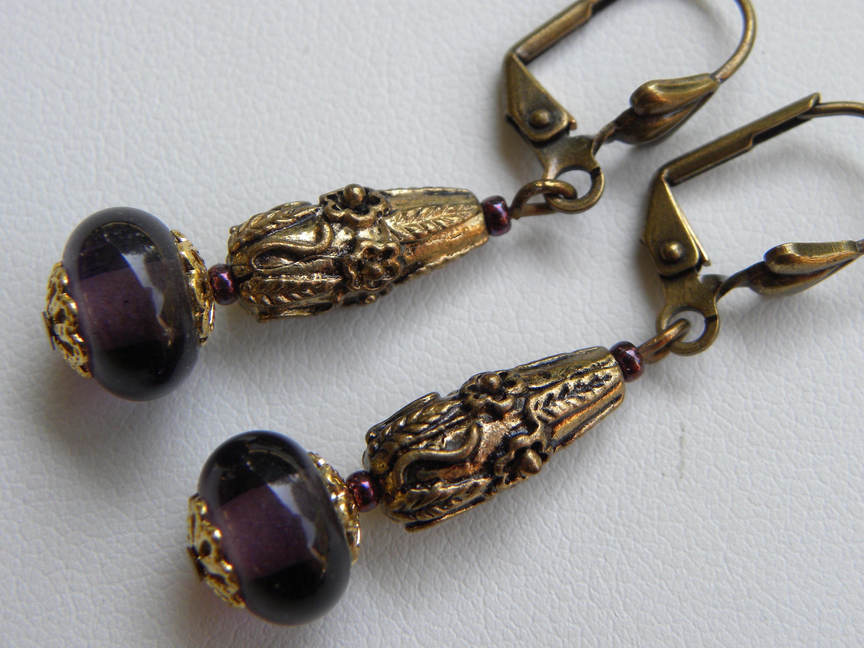 Murano GlassReconstituted Stone Earrings Glass /& Stone Victorian Earrings VICTORIAN EARRINGS