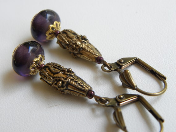 Murano GlassReconstituted Stone Earrings Glass /& Stone Victorian Earrings VICTORIAN EARRINGS