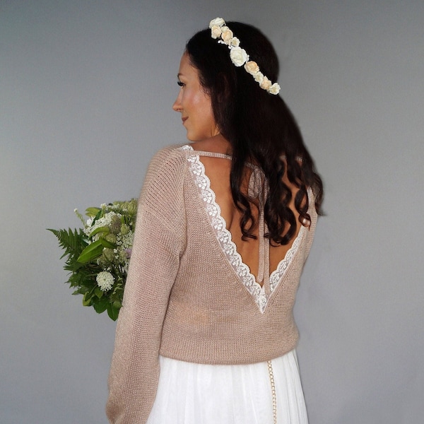 Bridal sweater for wedding. Wedding sweater made of soft mohair, cashmere, cotton and silk.