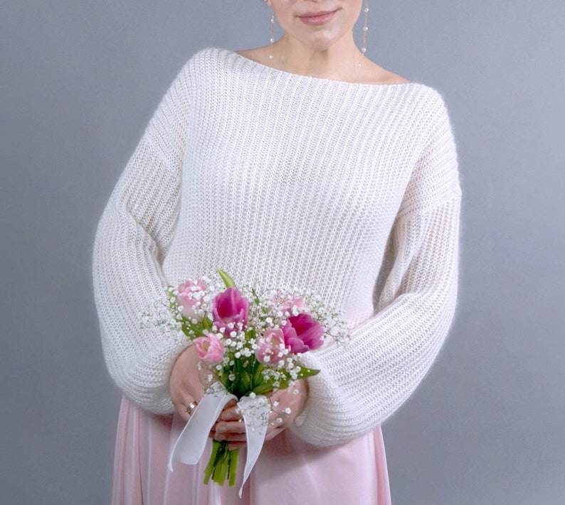 Brautpullover aus weichem Mohair, Kaschmir, Baumwolle und Seide ...