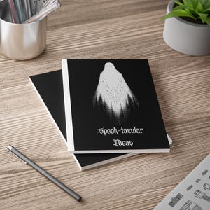 Spook-tacular Ideas Softcover Notebook | A5 Journal for Ghost Lovers, Halloween Gifts, Creative Writing, Notes, Skulls