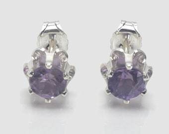 Amethyst Earrings, Lavender Gemstone Studs