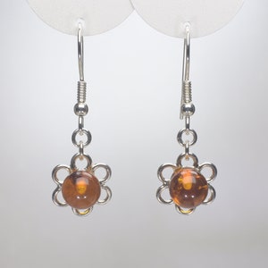 Amber Earrings, Handmade Sterling Silver Baltic Amber Earrings for Women, Handmade Sterling Silver Setting