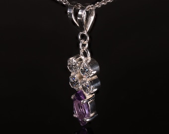 Amethyst Pendant, Sterling Silver Pendant Necklace, Handmade Marquise Setting