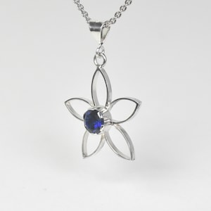 Handmade Sapphire Pendant Necklace, Birthstone Sterling Silver Jewelry Gift For Her