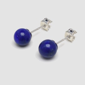 Lapis Lazuli Earrings, Dark Blue Lapis Stud Earrings, Small Lapis Stone Earrings