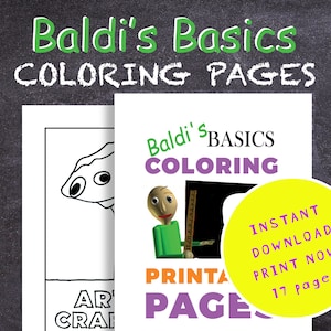 Páginas para colorear básicas de Baldis / Páginas para colorear / PDF para imprimir en casa / Dibujadas a mano / Descarga instantánea / Descarga digital / Libro para colorear para adultos