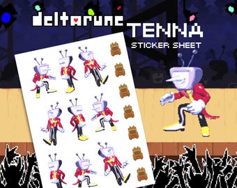 Hoja de pegatinas de Tenna Deltarune / Pegatinas brillantes / Cabeza de TV / Pegatinas para portátiles y teléfonos