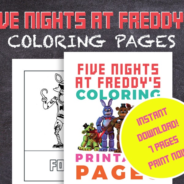 Five Nights At Freddy's Coloring Pages | FNAF Colouring Pages | Print At Home PDF | Hand Drawn | Instant Download | Adult Coloring Book