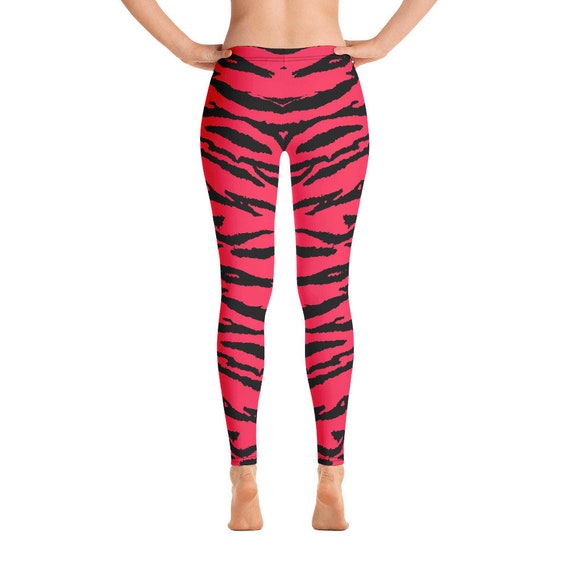 Red Tiger Print Leggings Red Zebra 