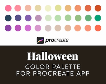 Halloween Color Palette For Procreate | Halloween: 30 Curated Halloween Colors for iPad | Swatch Set for Procreate App | 2020 Color Palette