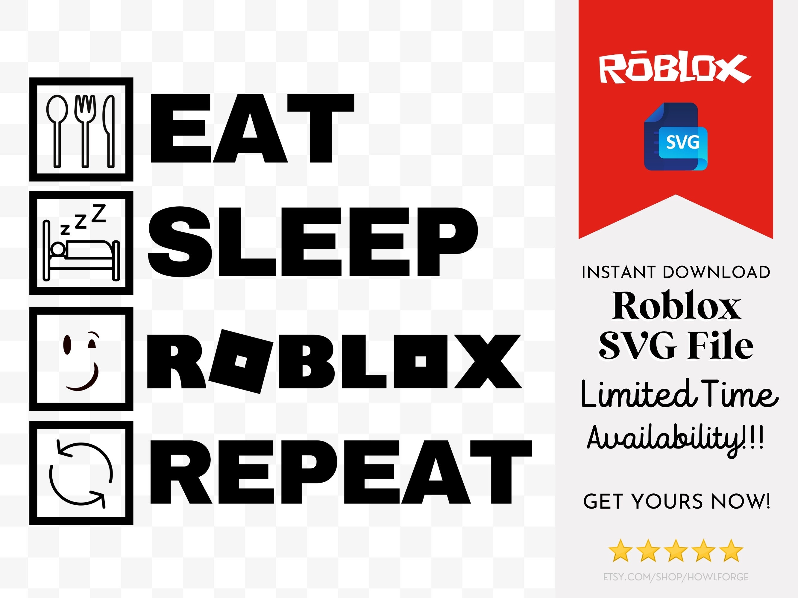 Eat Sleep Roblox Repeat SVG File