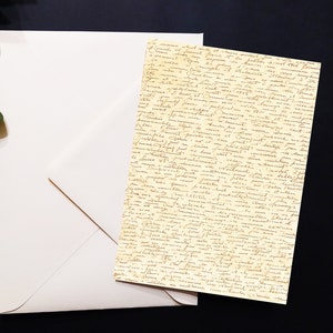 Jane Austen card, old handwriting car, card Script Ephemera, birthday card, old handwriting card, old script card