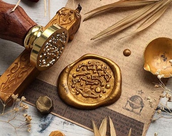 Assassins Creed Pattern VIHOME Assassins Creed Pattern Assassin Seal Wax Stamp Vintage Retro Brass Head Wooden Handle/ Great Gift for Games Player 2 PCS Pack Assassin Wax Seal Stamp