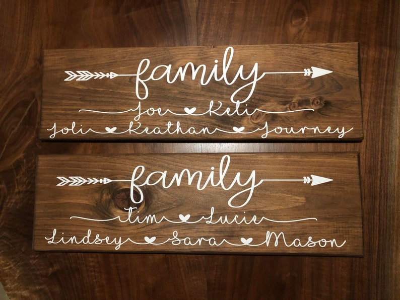 Script Family Name Sign Family Sign | Family Name Sign | Family Arrow Sign - Etsy