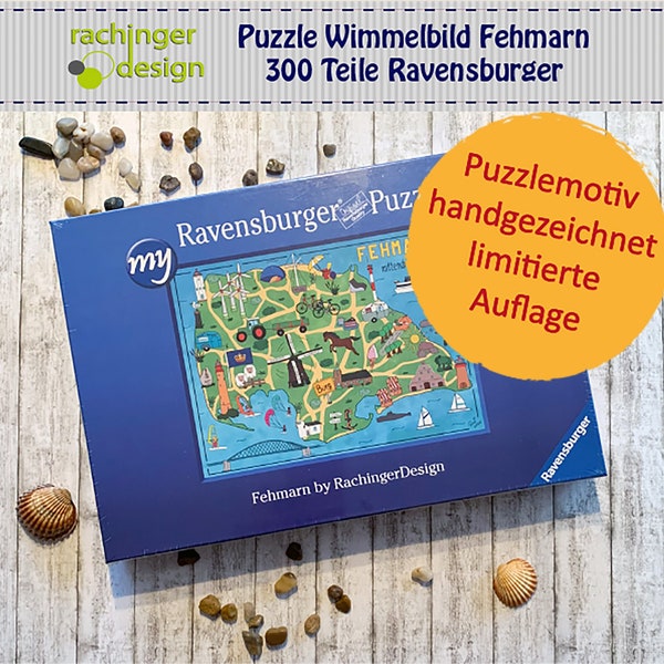 Puzzle Fehmarn 300 Teile Wimmelbild handgezeichnet Weihnachtsgeschenk Ravensburger