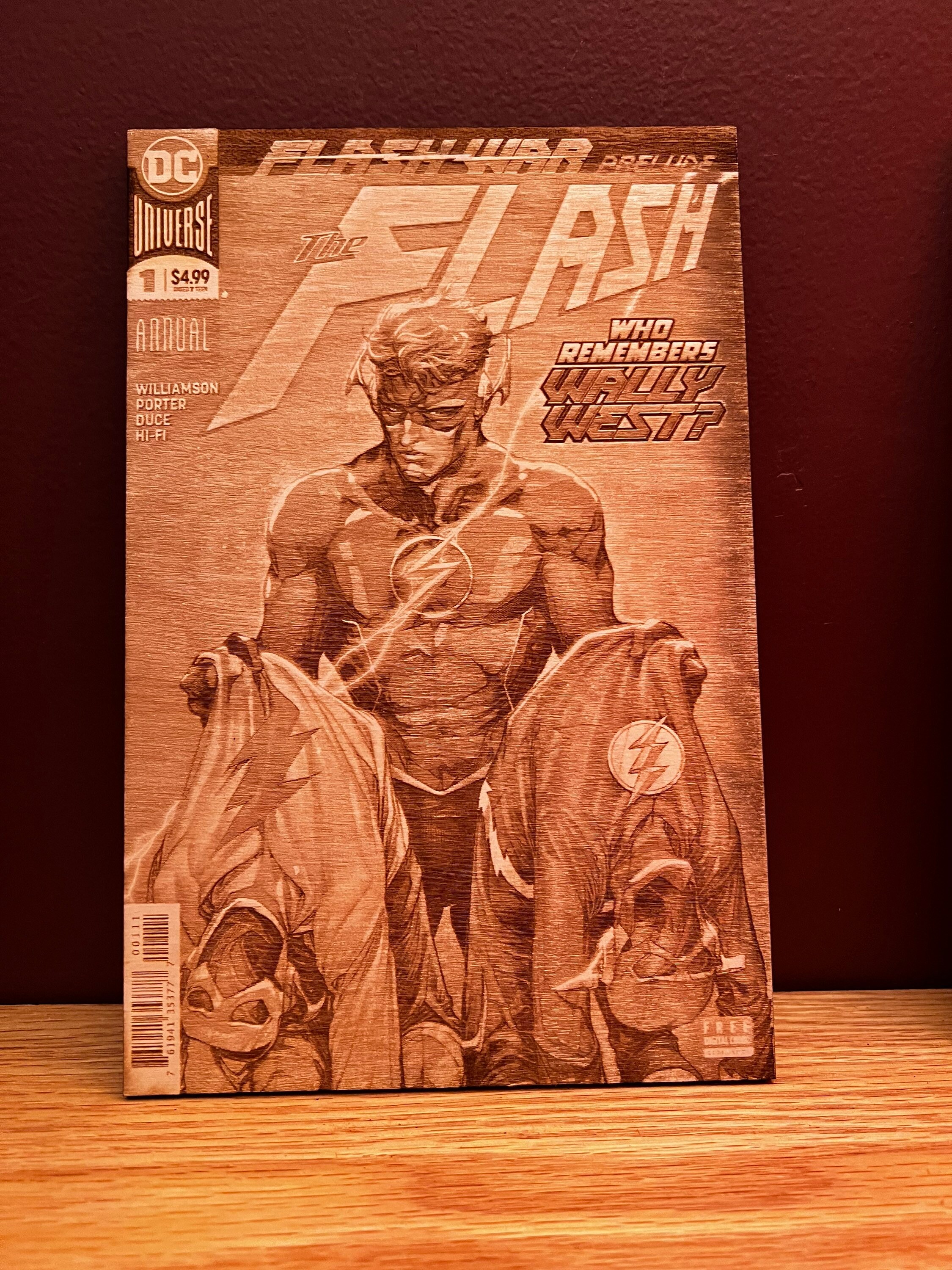 The Flash Laser Engraved Comic Book Cover Art Etsy